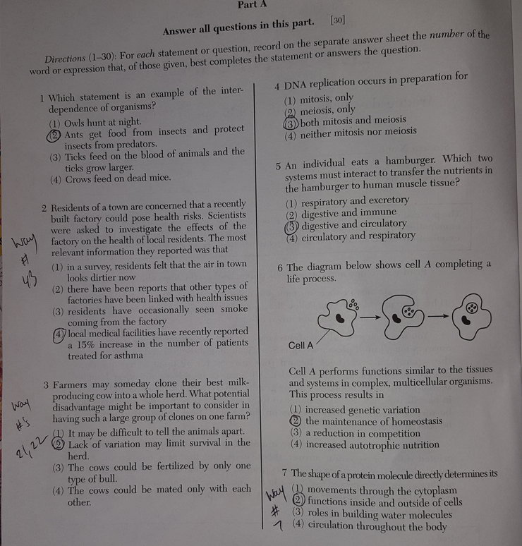 Unofficial Answers to the June, 2016 Living Environment Regents