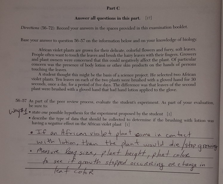 Unofficial Answers to the June, 2016 Living Environment Regents