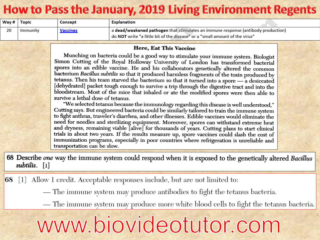 Living Environment Regents, January 2019 - Way 20